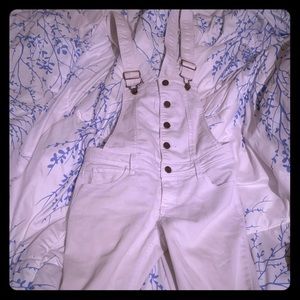 White Denim Overalls